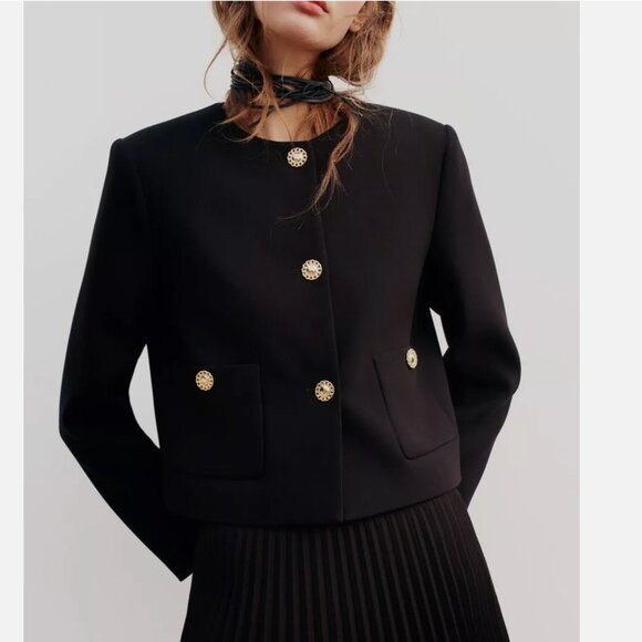 Zara Short Golden Button Jacket Size S NEW WITH TAG!
